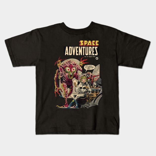 Space Adventures 1954 Kids T-Shirt by kg07_shirts